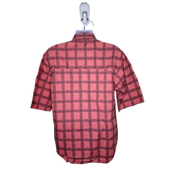 Vintage 80s Saturdays Button Up Plaid Check Men Shirt Size L Pink - Picture 4 of 9